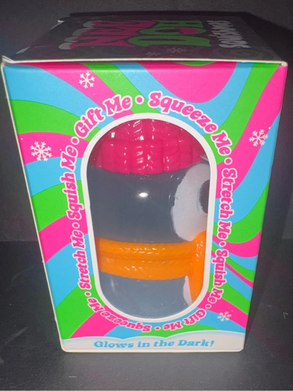 NeeDoh Polar Glow Penguin blue - Pink Hat & Orange Scarf